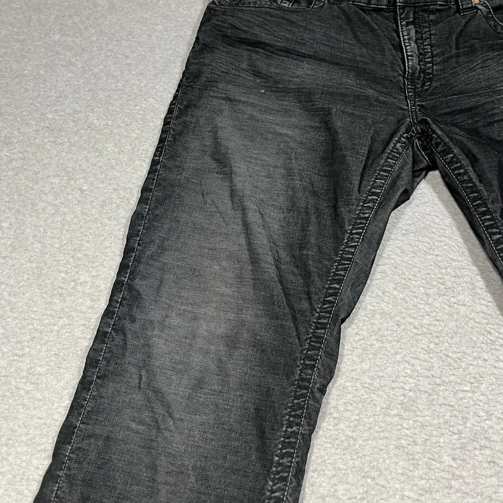 True Religion Pants Mens 38x32 Black Ricky Corduroy Cotton Blend Dark Y2K Stretc